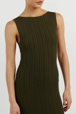 DISSH SIENNA OLIVE KNIT MIDI DRESS -DISSH all-clothing Shop WES11194OLI.545 4