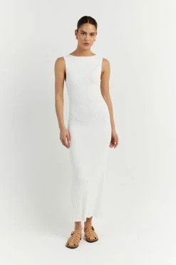 DISSH SIENNA OFF WHITE KNIT MIDI DRESS