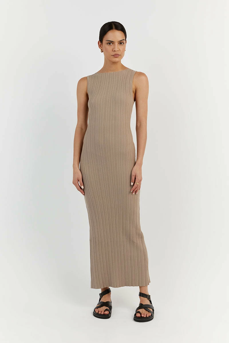 DISSH SIENNA TAUPE KNIT MIDI DRESS 2 DISSH SIENNA TAUPE KNIT MIDI DRESS - Image 2
