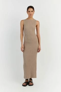 DISSH SIENNA TAUPE KNIT MIDI DRESS