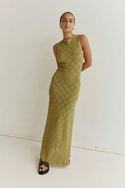 DISSH SORRENTO LIME CROCHET DRESS
