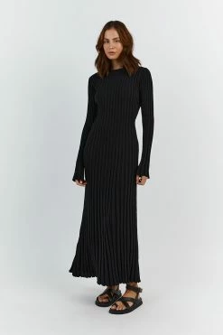 DISSH ADA BLACK LONG SLEEVE MIDI