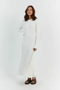 DISSH ADA OFF WHITE LONG SLEEVE MIDI DRESS 9 DISSH ADA OFF WHITE LONG SLEEVE MIDI DRESS -DISSH all-clothing Shop WES11207OW.105 11