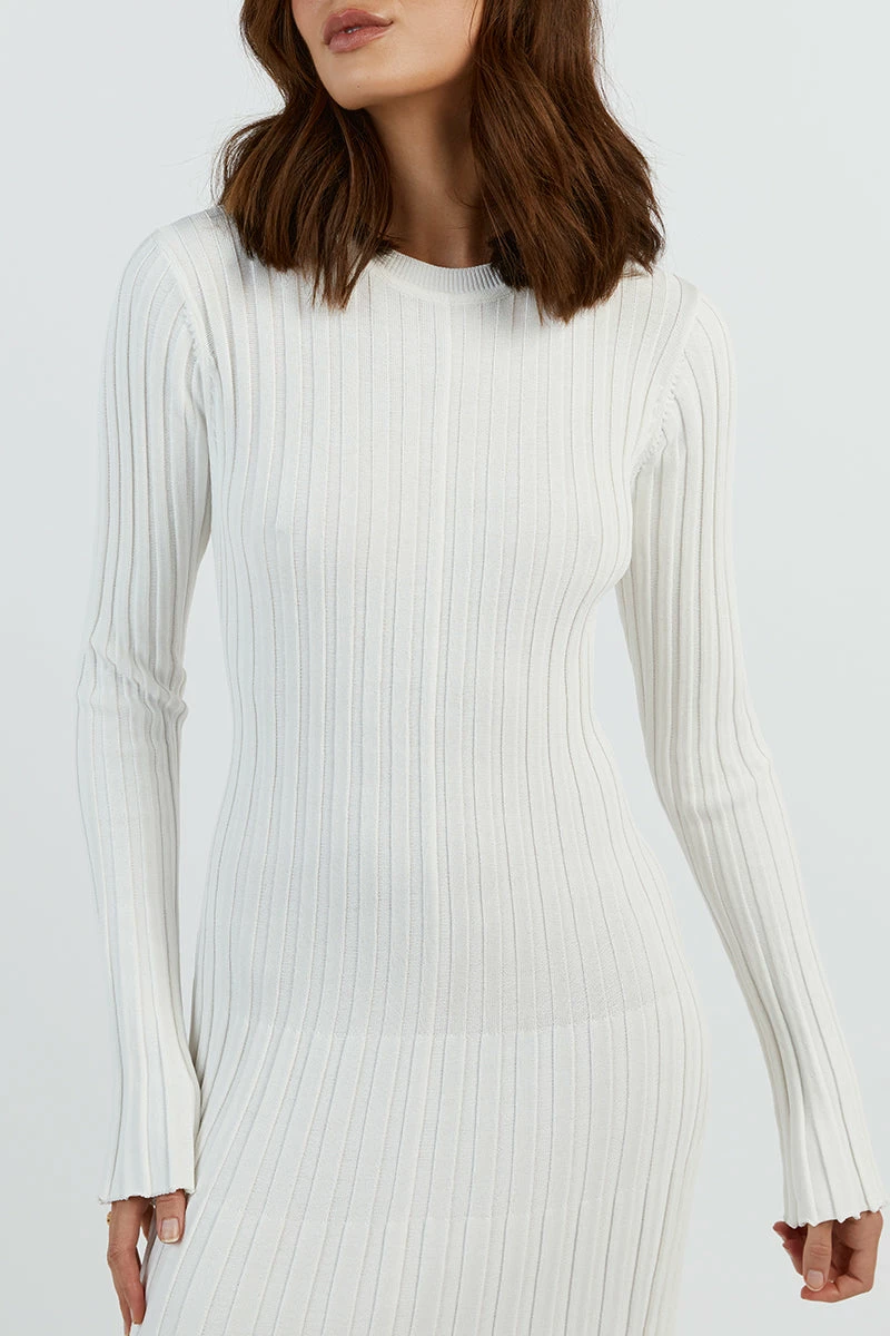 DISSH ADA OFF WHITE LONG SLEEVE MIDI DRESS 4 DISSH ADA OFF WHITE LONG SLEEVE MIDI DRESS - Image 4