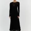 DISSH OPHELIA BLACK CROCHET MAXI DRESS