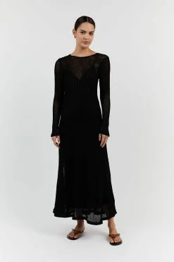 DISSH OPHELIA BLACK CROCHET MAXI DRESS