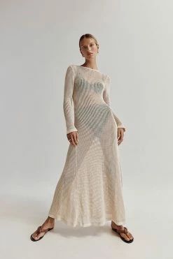DISSH OPHELIA NATURAL CROCHET MAXI DRESS -DISSH all-clothing Shop WES11210NAT.150