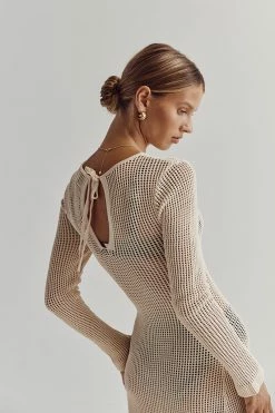 DISSH OPHELIA NATURAL CROCHET MAXI DRESS -DISSH all-clothing Shop WES11210NAT.150 1