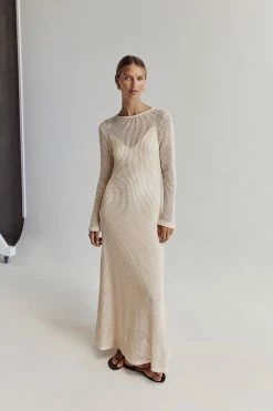 DISSH OPHELIA NATURAL CROCHET MAXI DRESS