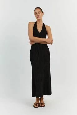 DISSH SIENNA BLACK PLUNGE HALTER MIDI 9 DISSH SIENNA BLACK PLUNGE HALTER MIDI -DISSH all-clothing Shop WES11213BK.600 11