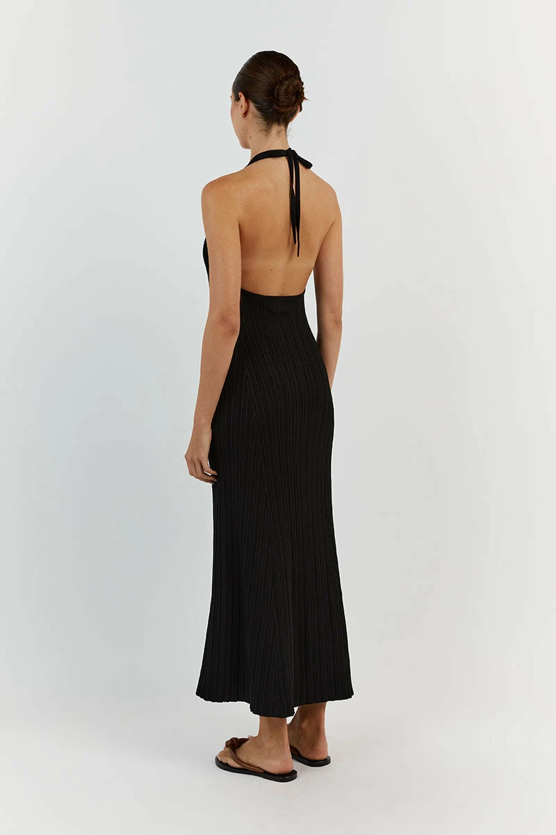 DISSH SIENNA BLACK PLUNGE HALTER MIDI 5 DISSH SIENNA BLACK PLUNGE HALTER MIDI - Image 5