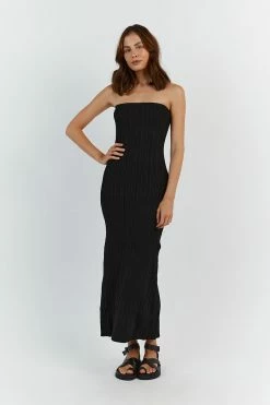 DISSH SIENNA BLACK BANDEAU MIDI DRESS