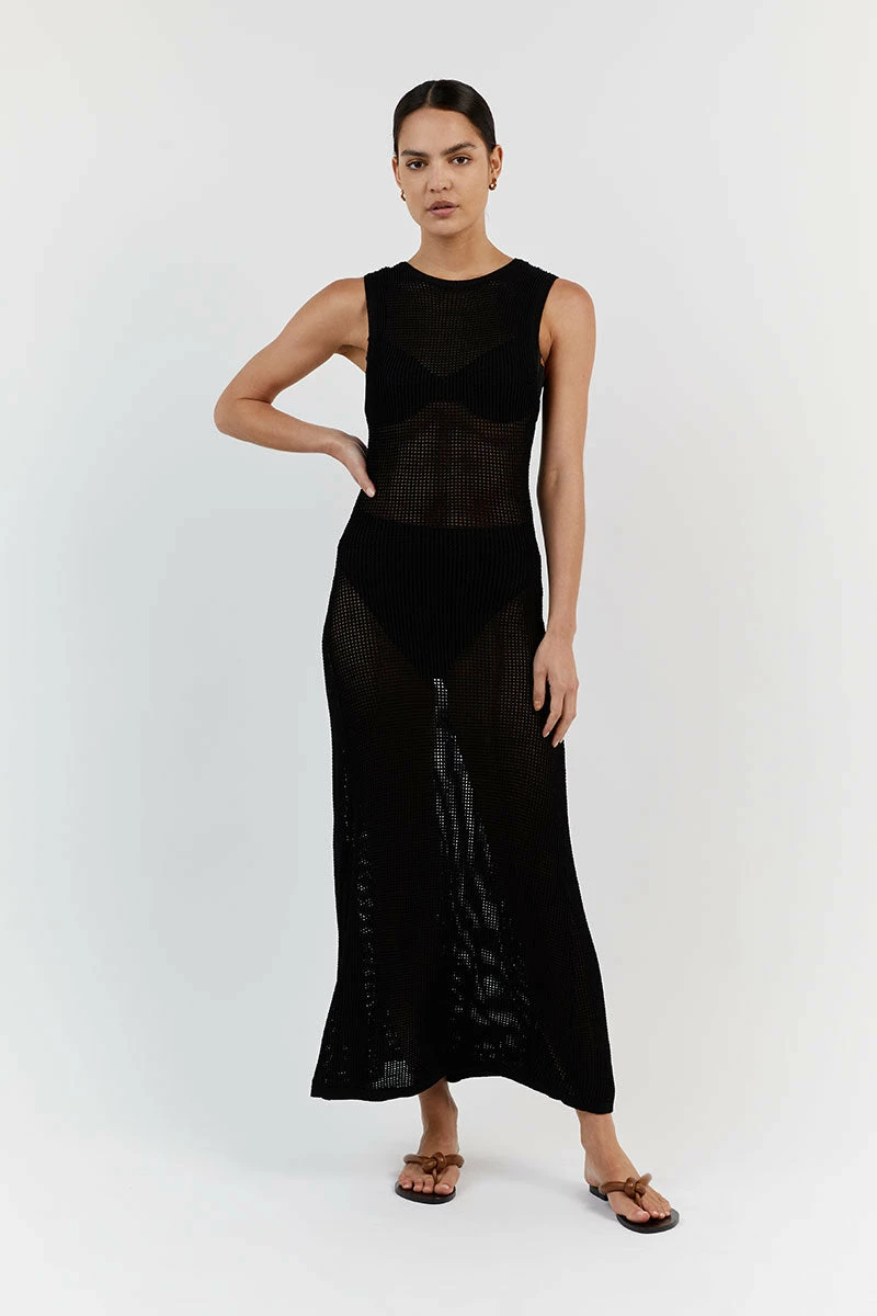 DISSH OPHELIA BLACK CROCHET MIDI DRESS 2 DISSH OPHELIA BLACK CROCHET MIDI DRESS - Image 2