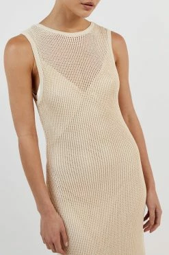 DISSH OPHELIA NATURAL CROCHET MIDI DRESS -DISSH all-clothing Shop WES11224NAT.150 19
