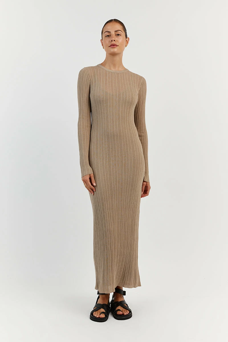 DISSH HARPER TAUPE KNIT DRESS 2 DISSH HARPER TAUPE KNIT DRESS - Image 2