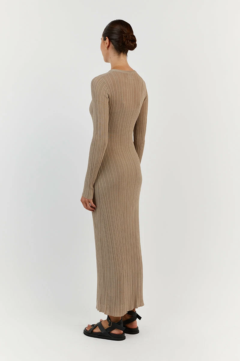 DISSH HARPER TAUPE KNIT DRESS 4 DISSH HARPER TAUPE KNIT DRESS - Image 4