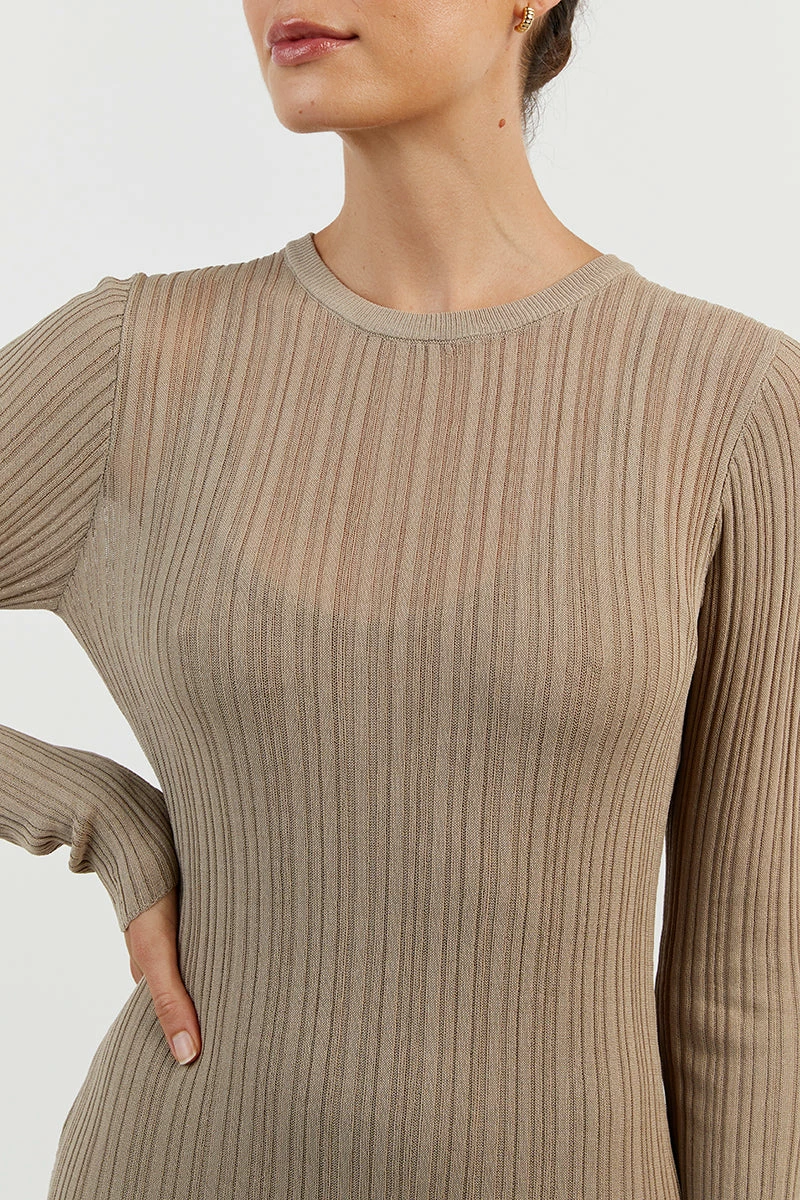 DISSH HARPER TAUPE KNIT DRESS 5 DISSH HARPER TAUPE KNIT DRESS - Image 5