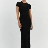 DISSH HARPER BLACK CAP SLEEVE MIDI DRESS