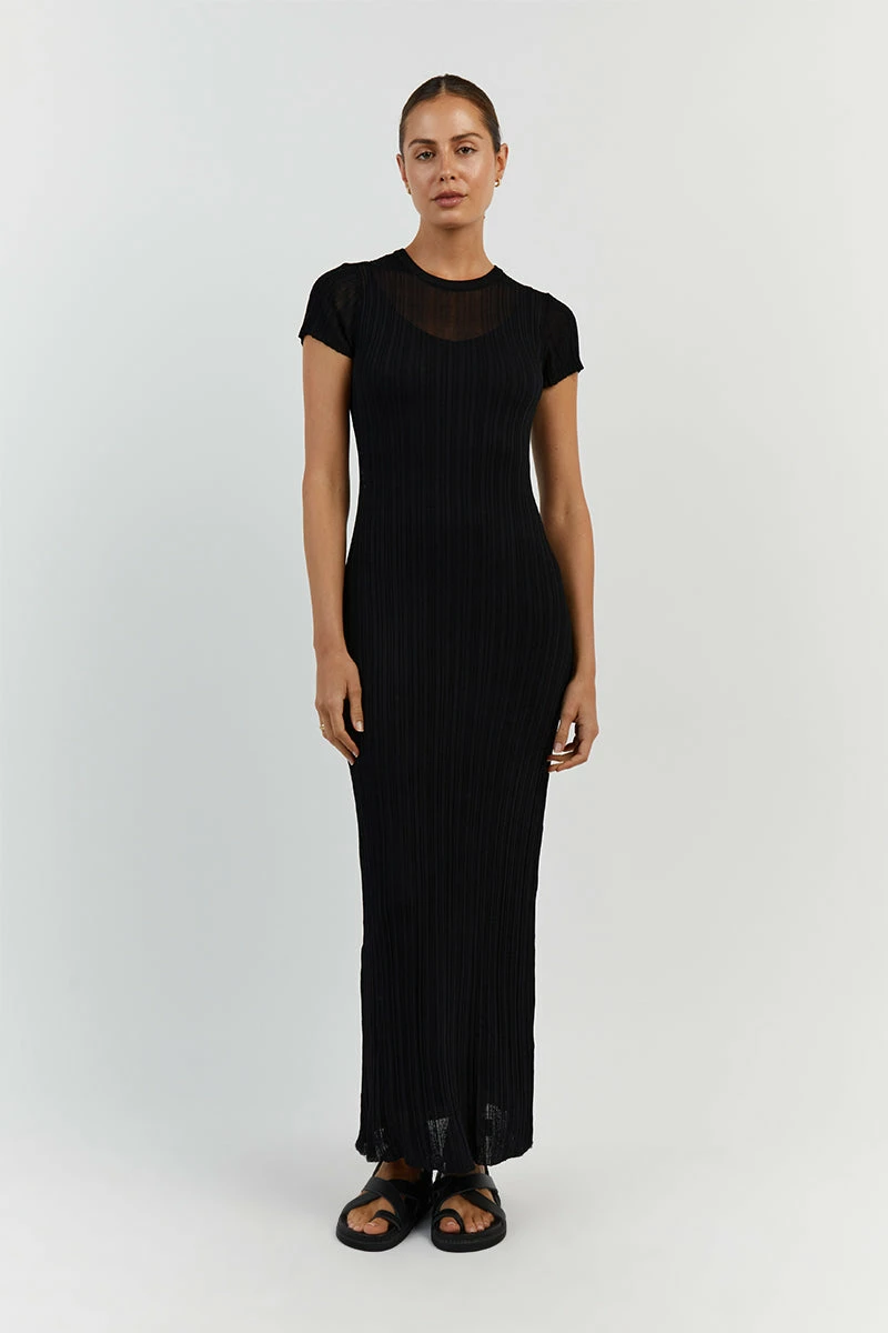 DISSH HARPER BLACK CAP SLEEVE MIDI DRESS 2 DISSH HARPER BLACK CAP SLEEVE MIDI DRESS - Image 2