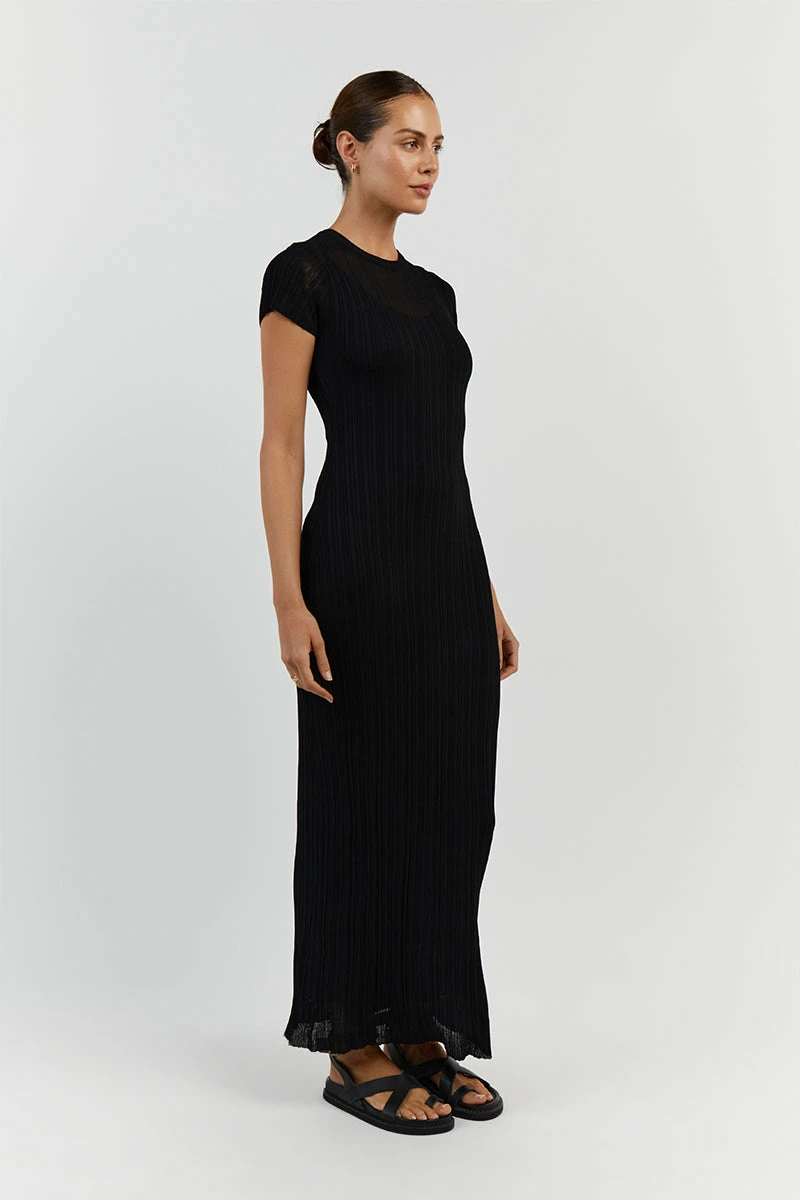 DISSH HARPER BLACK CAP SLEEVE MIDI DRESS 3 DISSH HARPER BLACK CAP SLEEVE MIDI DRESS - Image 3