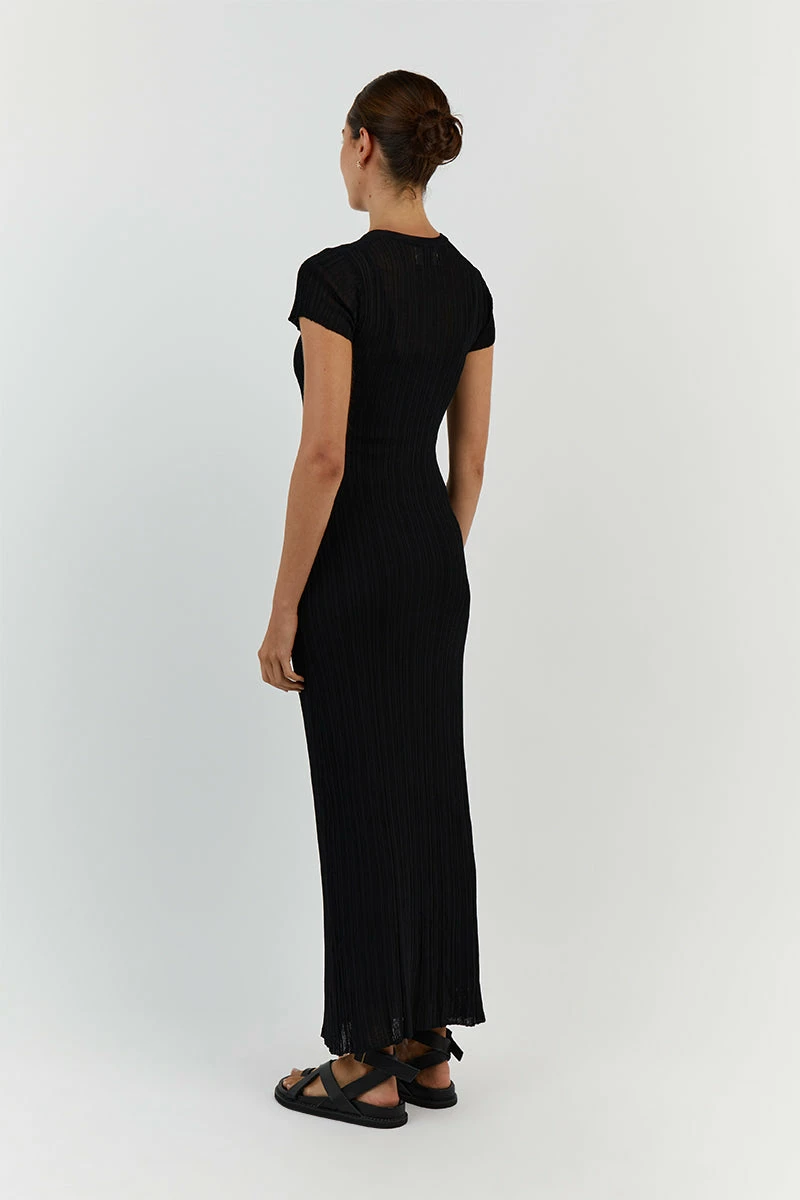 DISSH HARPER BLACK CAP SLEEVE MIDI DRESS 4 DISSH HARPER BLACK CAP SLEEVE MIDI DRESS - Image 4