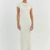 DISSH HARPER IVORY CAP SLEEVE MIDI DRESS