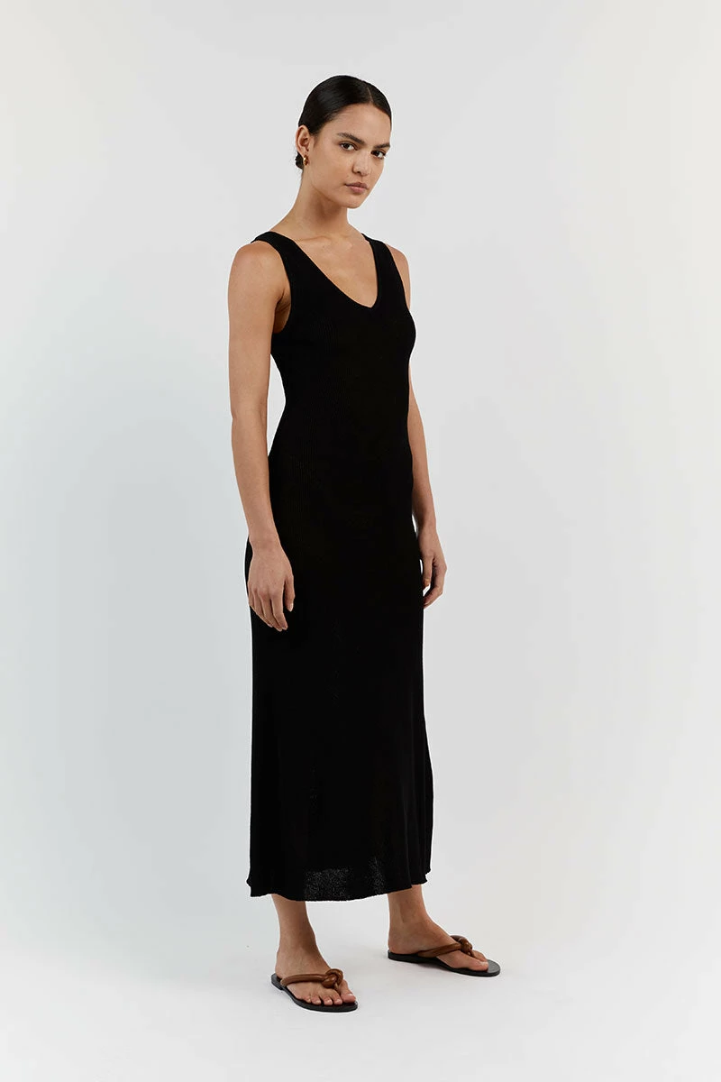 DISSH ASHER BLACK V NECK MIDI DRESS 3 DISSH ASHER BLACK V NECK MIDI DRESS - Image 3