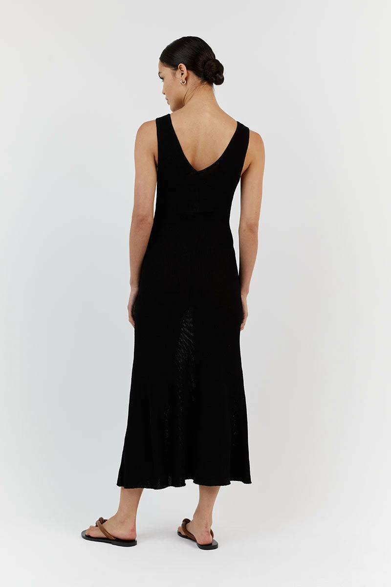 DISSH ASHER BLACK V NECK MIDI DRESS 4 DISSH ASHER BLACK V NECK MIDI DRESS - Image 4