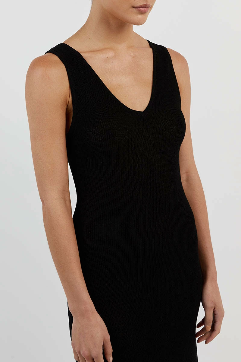 DISSH ASHER BLACK V NECK MIDI DRESS 5 DISSH ASHER BLACK V NECK MIDI DRESS - Image 5