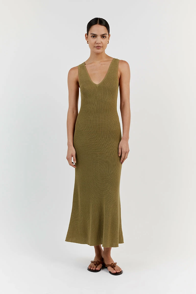 DISSH ASHER PISTACHIO V NECK MIDI DRESS 7 DISSH ASHER PISTACHIO V NECK MIDI DRESS - Image 7