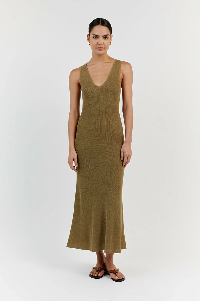 DISSH ASHER PISTACHIO V NECK MIDI DRESS 2 DISSH ASHER PISTACHIO V NECK MIDI DRESS - Image 2