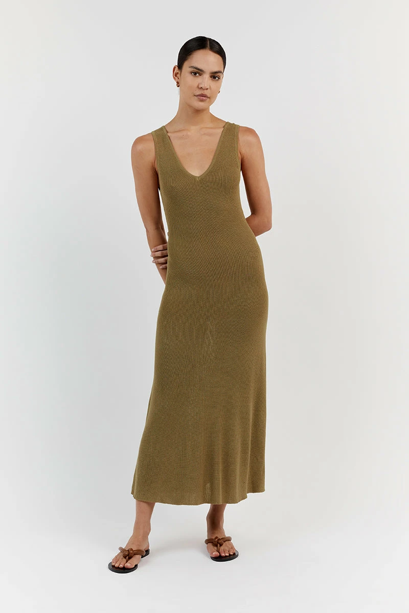 DISSH ASHER PISTACHIO V NECK MIDI DRESS 3 DISSH ASHER PISTACHIO V NECK MIDI DRESS - Image 3