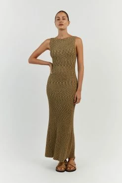 DISSH SADIE OLIVE MARLE MIDI DRESS 8 DISSH SADIE OLIVE MARLE MIDI DRESS -DISSH all-clothing Shop WES11246OLI.545 11